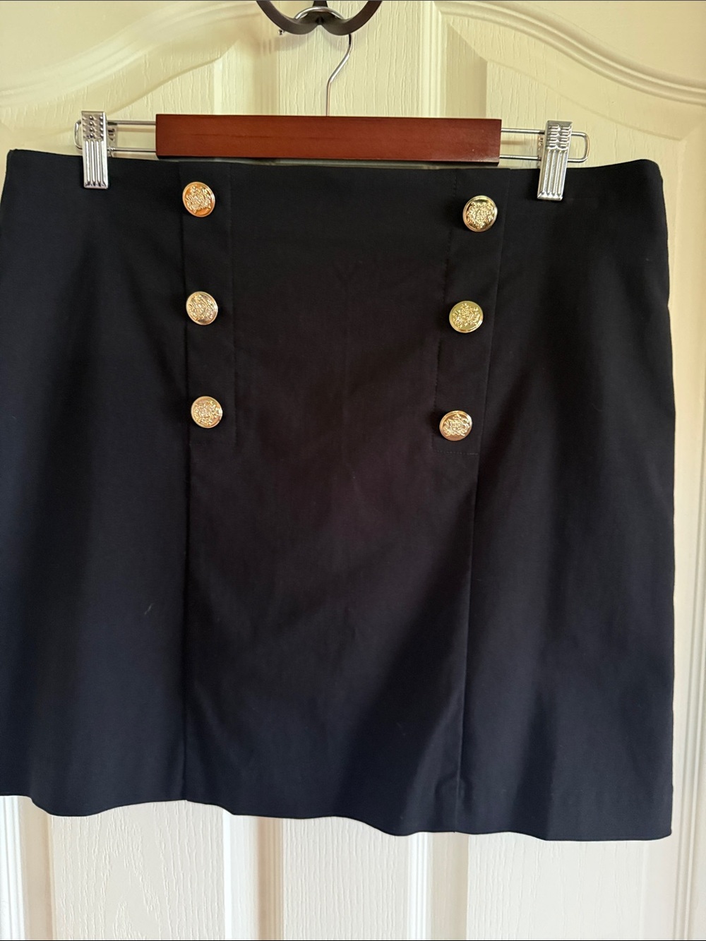NWOT Counterparts Black Mini Skort with Gold Button Trim
